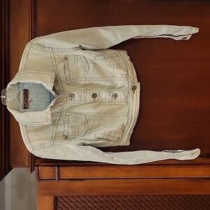 Wallflower | Light Wash Cropped Jean Jacket with Minor Distressing - size S